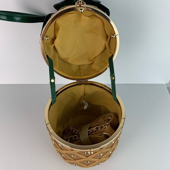 NWT Unique Pineapple Shaped Small Faux Leather Studded Crossbody Handbag - Picture 8 of 12